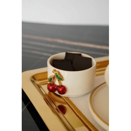 Porselen Kiraz Sosluk Lokumluk Sunum Kasesi Mini Boy