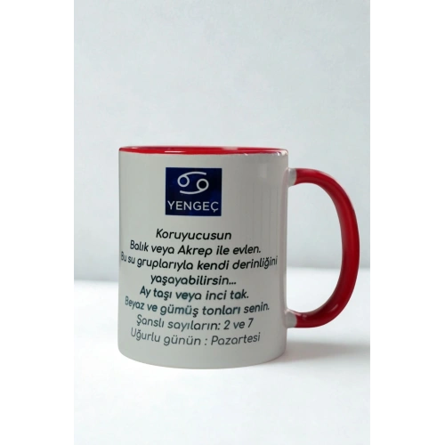 Yengeç Burcu Kupa Bardak – Burç Özellikli Porselen Kupa – Astroloji Temalı Hediye – Kişiye Özel Yengeç Kupa
