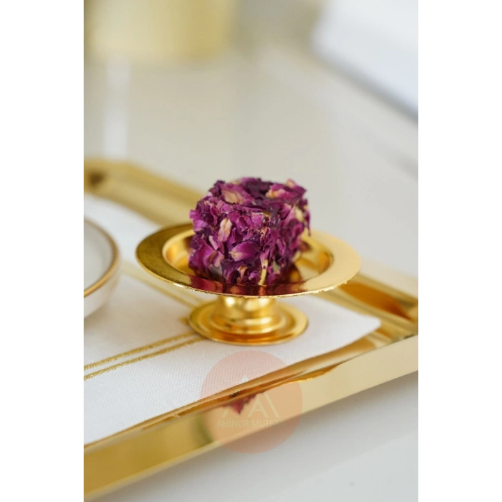 2Lİ Çift Tarafı Gold Tepsi, Kirazlı Kahve Fincanı, Lokumluk Set 8 Parça