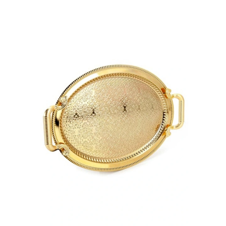 2li Oval Gold Model Lüx Paslanmaz Çelik Sunum Tepsisi