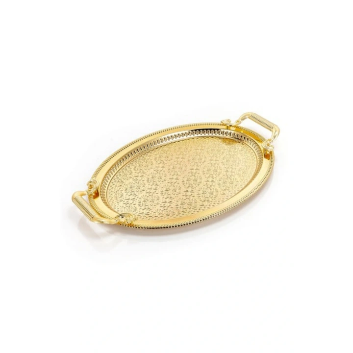 2li Oval Gold Model Lüx Paslanmaz Çelik Sunum Tepsisi