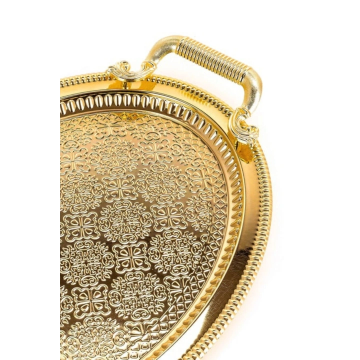 2li Oval Gold Model Lüx Paslanmaz Çelik Sunum Tepsisi