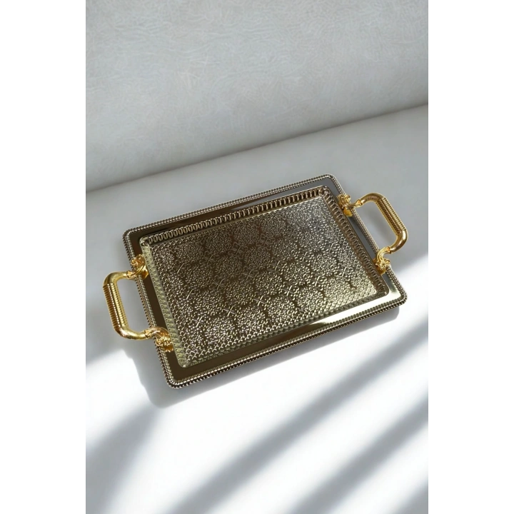 2li Dikdörtgen Model Lüx Paslanmaz Çelik Sunum Tepsisi