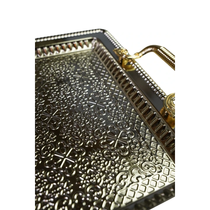 2li Dikdörtgen Model Lüx Paslanmaz Çelik Sunum Tepsisi