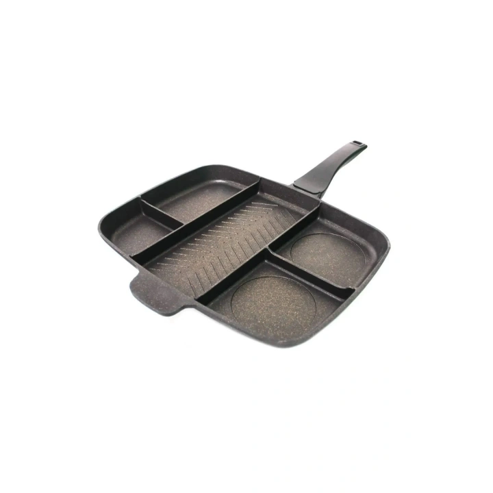 5 Gözlü Granit Bölmeli Döküm Tava Mutfakta Kampta