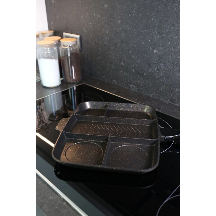 5 Gözlü Granit Bölmeli Döküm Tava Mutfakta Kampta