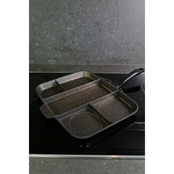 5 Gözlü Granit Bölmeli Döküm Tava Mutfakta Kampta