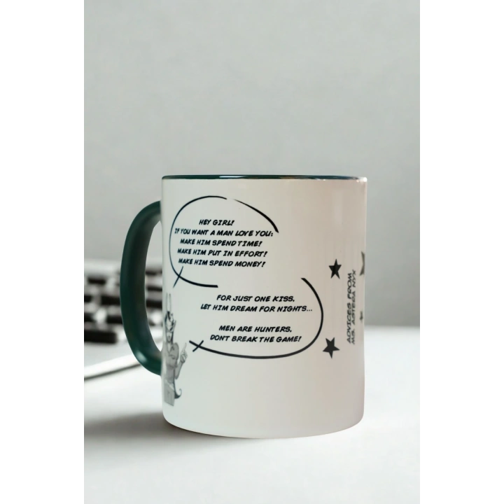 Yazılı Porselen Kupa – Mizahi Kadın Gücü Temalı Mesajlı Kupa