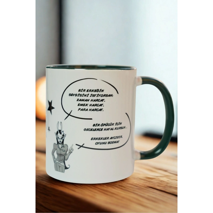 Yazılı Porselen Kupa – Mizahi Kadın Gücü Temalı Mesajlı Kupa