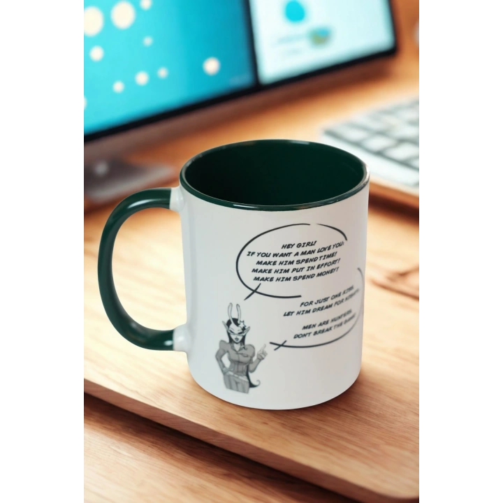 Yazılı Porselen Kupa – Mizahi Kadın Gücü Temalı Mesajlı Kupa