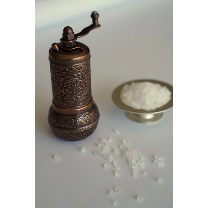 Osmanlı Motifli Kahverengi Döküm Karabiber - Tuz Değirmeni