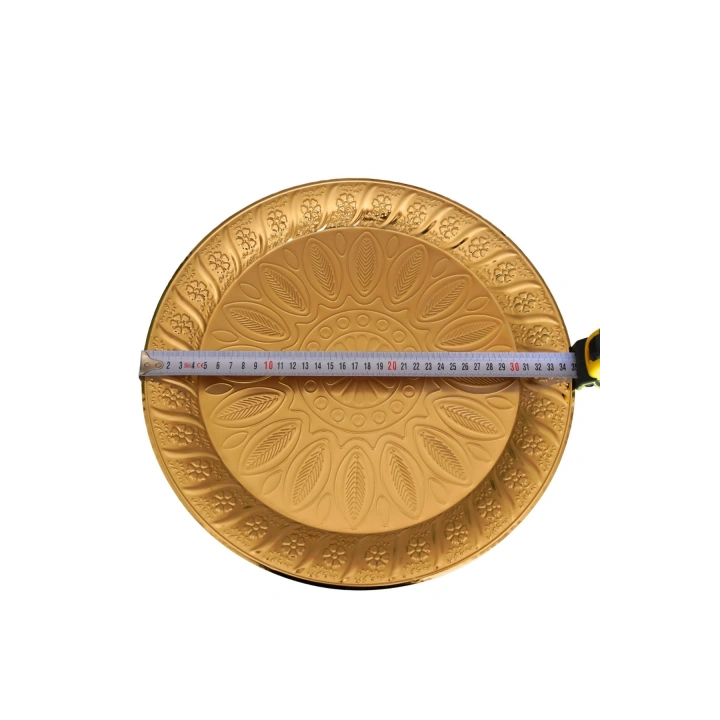 Antik Desenli Gol Yuvarlak Saç Tepsi 6 kişilik 35 cm