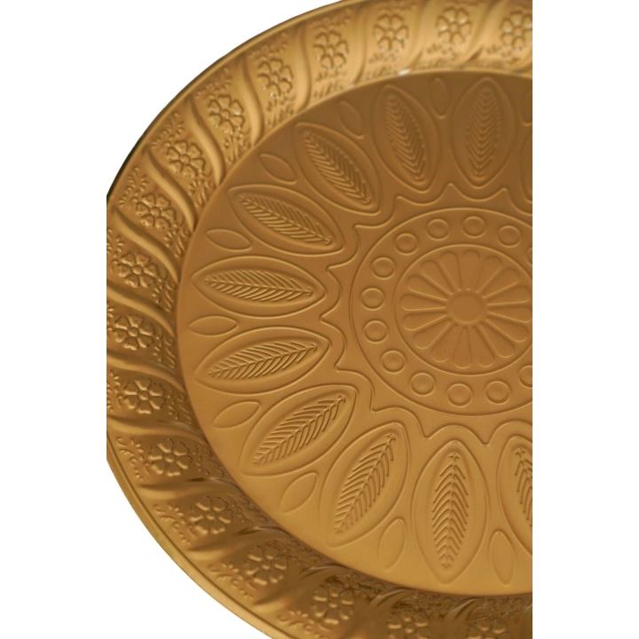 Antik Desenli Gol Yuvarlak Saç Tepsi 6 kişilik 35 cm