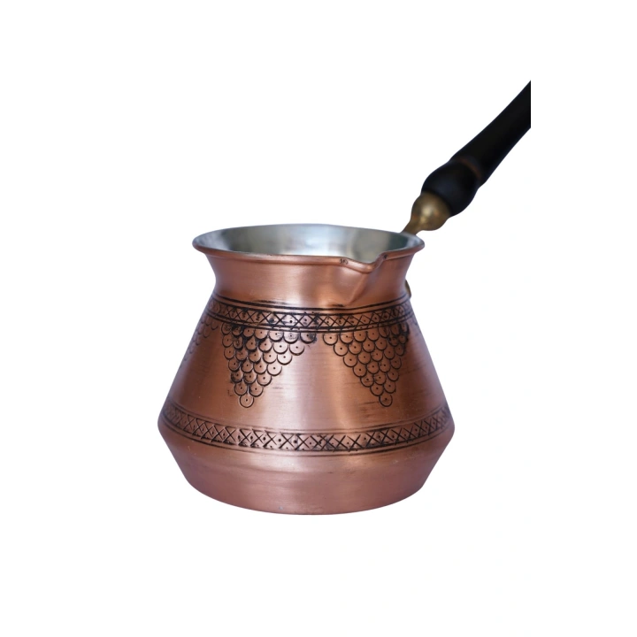 Gaziantep El Işlemesi Desenli Bakır Cezve Antik Bakır Renk Bakır 3 Lü Cezve Seti