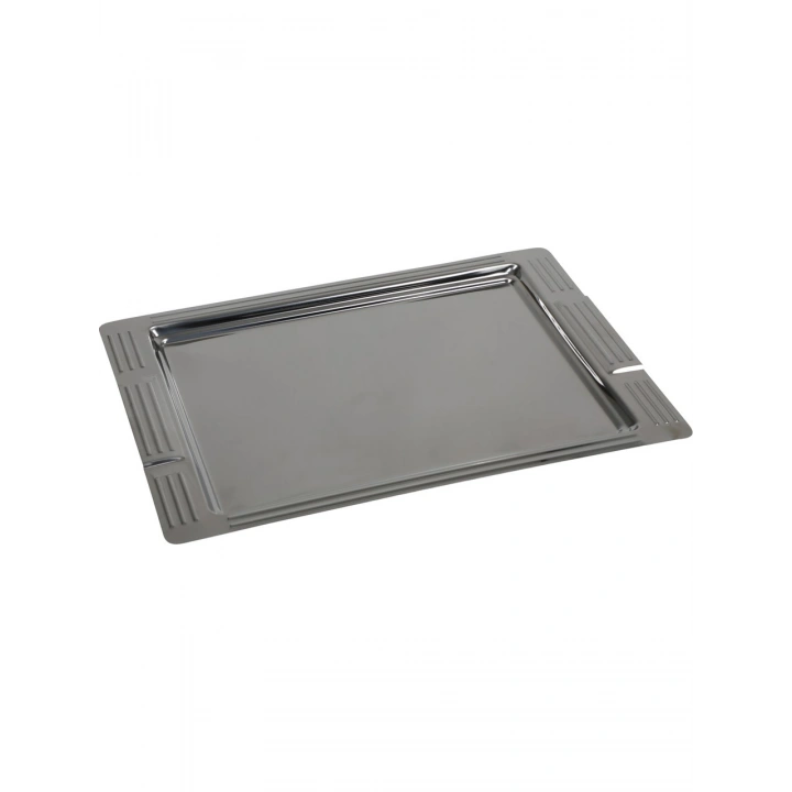 Çelik Çay Tepsisi Paslanmaz Parlak Metal Çay Servis Tepsisi