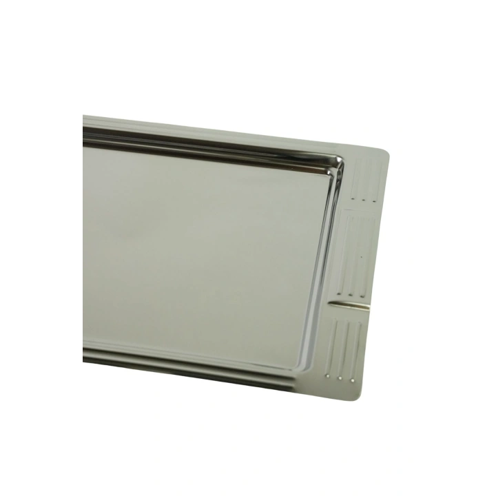 Çelik Çay Tepsisi Paslanmaz Parlak Metal Çay Servis Tepsisi