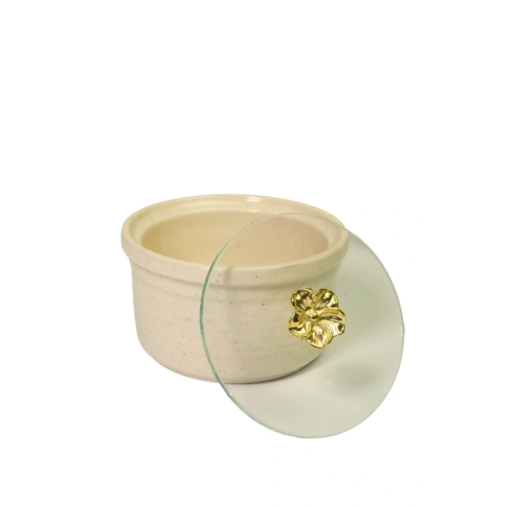 6lı Yuvarlak Kapaklı Kahvaltı Sunumluğu Mat Gold Kaplama