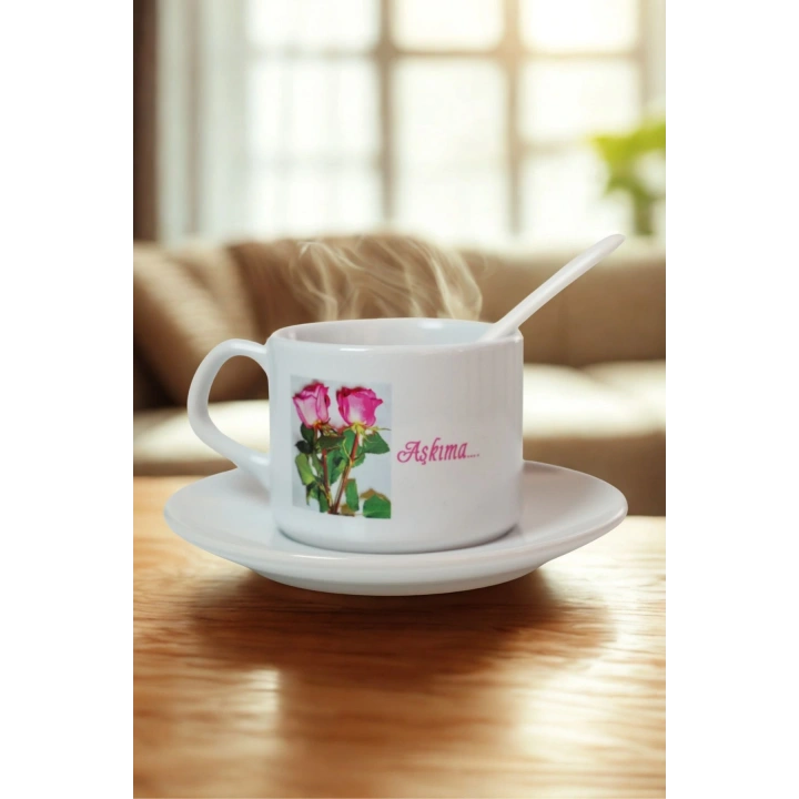 Aşkıma, Birtaneme Kişiye Özel Porselen Çift Kupa Seti – Sevgiliye Hediye – Baskılı Kahve Fincanı – Romantik Hediyelik