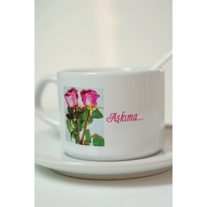 Aşkıma, Birtaneme Kişiye Özel Porselen Çift Kupa Seti – Sevgiliye Hediye – Baskılı Kahve Fincanı – Romantik Hediyelik