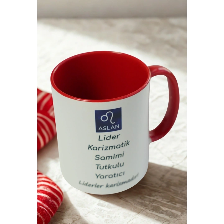 Aslan Burcu Porselen Kupa – Lider, Karizmatik, Tutkulu ve Yaratıcı Tasarım Kupa
