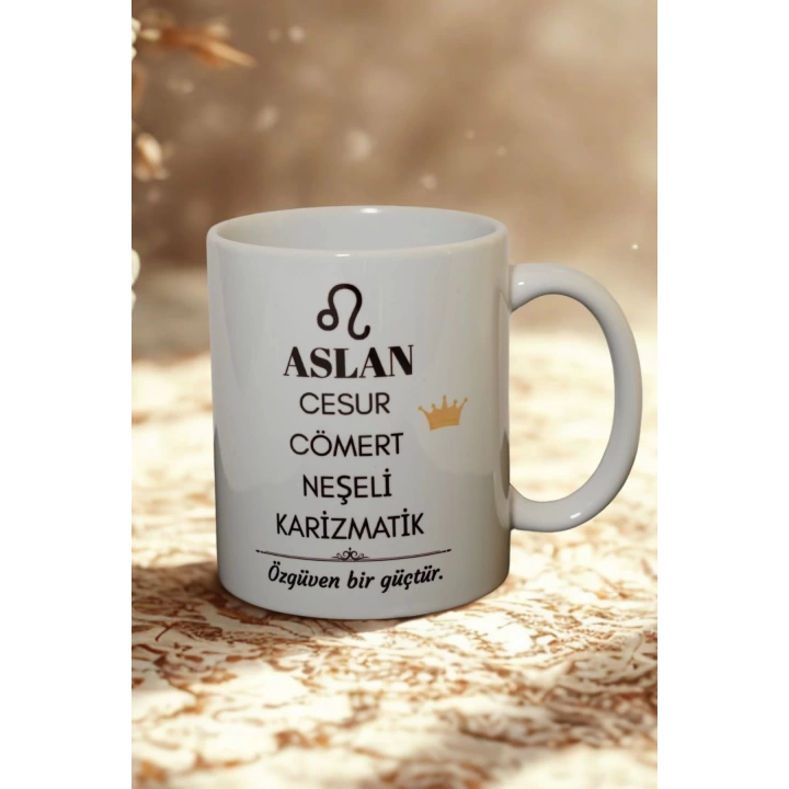 Aslan Burcu Temalı Burç Bardağı Kupa