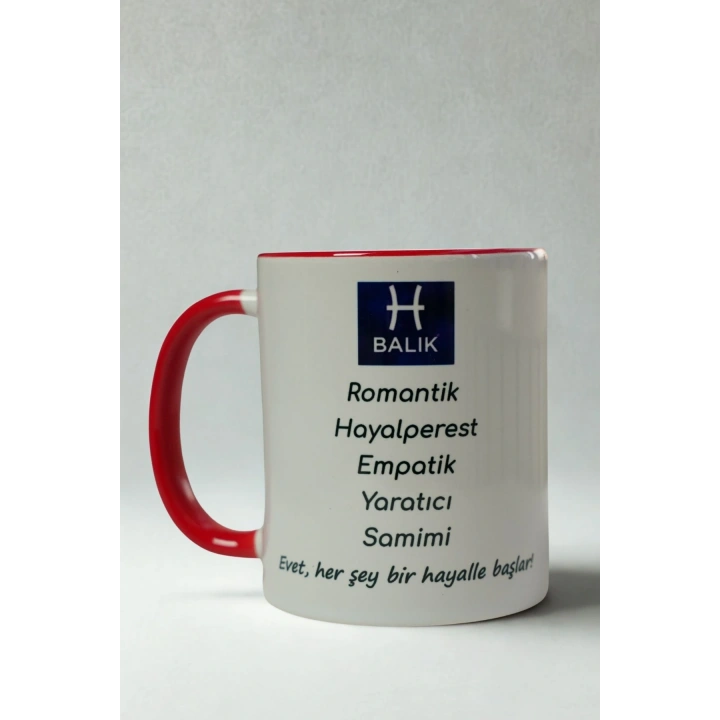 Balık Burcu Porselen Kupa – Burç Özellikli Kupa Bardak – Astroloji Temalı Kupa – Kişiye Özel Balık Burcu Hediyesi