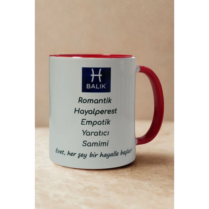 Balık Burcu Porselen Kupa – Burç Özellikli Kupa Bardak – Astroloji Temalı Kupa – Kişiye Özel Balık Burcu Hediyesi