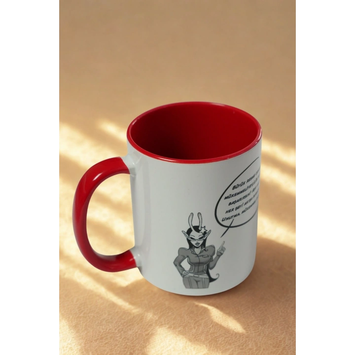 Başak Burcu Kupa Bardak | Burçlara Özel Porselen Kupa | Kırmızı İç Renkli Hediye Kupa | Astrolojik Tasarım Kahve Kupası