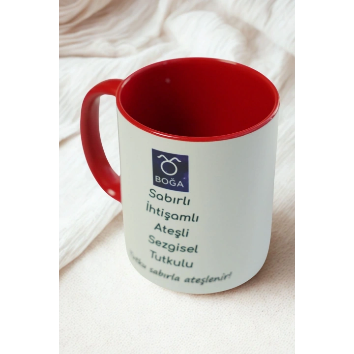 Boğa Burcu Porselen Kupa – Sabırlı, Tutkulu, Sezgisel ve İhtişamlı Tasarım Kupa