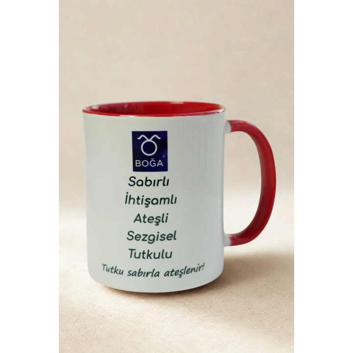 Boğa Burcu Porselen Kupa – Sabırlı, Tutkulu, Sezgisel ve İhtişamlı Tasarım Kupa