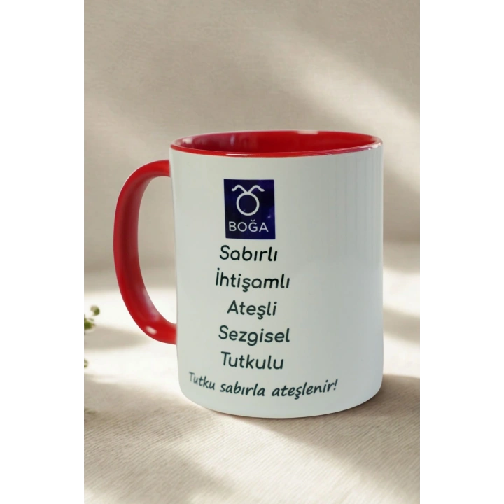 Boğa Burcu Porselen Kupa – Sabırlı, Tutkulu, Sezgisel ve İhtişamlı Tasarım Kupa