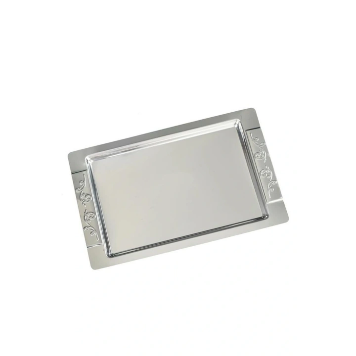 Çelik Çay Tepsisi Paslanmaz Parlak Metal Çay Servis Tepsisi