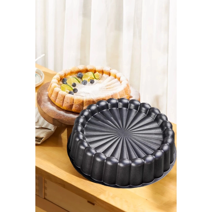 Granit Döküm Tart Turta Kalıbı Siyah 26cm