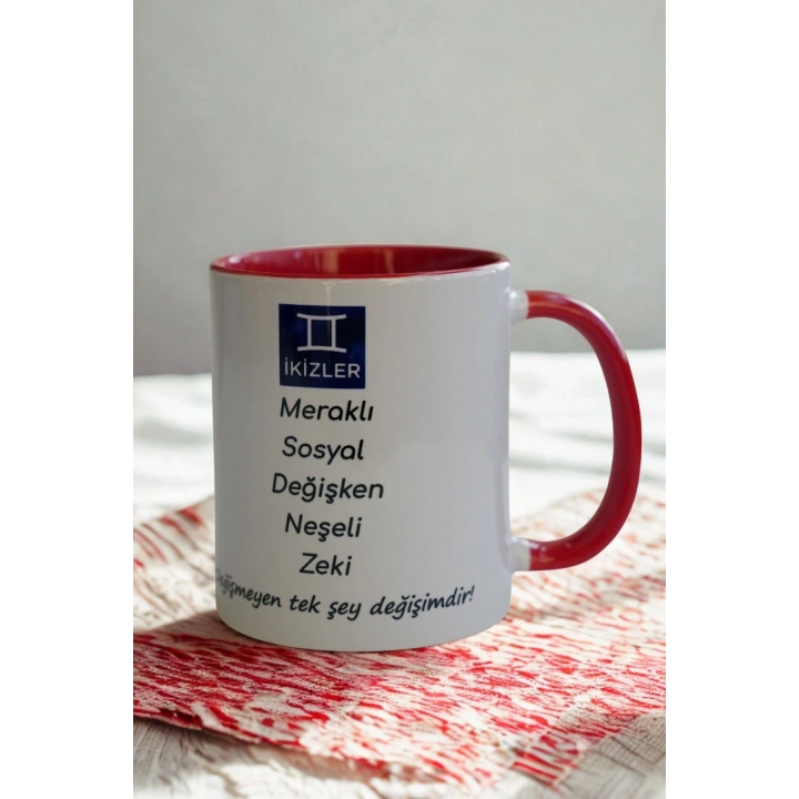 İkizler Burcu Porselen Kupa – Meraklı, Neşeli, Zeki ve Sosyal Tasarım Kupa
