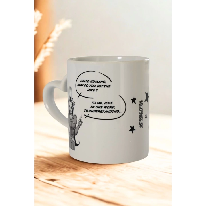 Kalpli Kulplu Romantik Kupa – Love is Understanding Yazılı Seramik Bardak – Sevgiliye Hediyelik