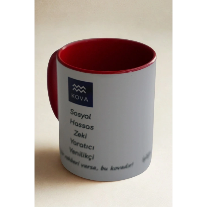 Kova Burcu Porselen Kupa – Astroloji ve Burç Temalı Kupa Bardak – Kişiye Özel Kova Burcu Hediyesi – Yaratıcı ve Zeki Kova Kupa