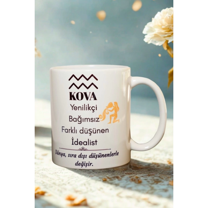 Kova Burcu Temalı Burç Bardağı Kupa