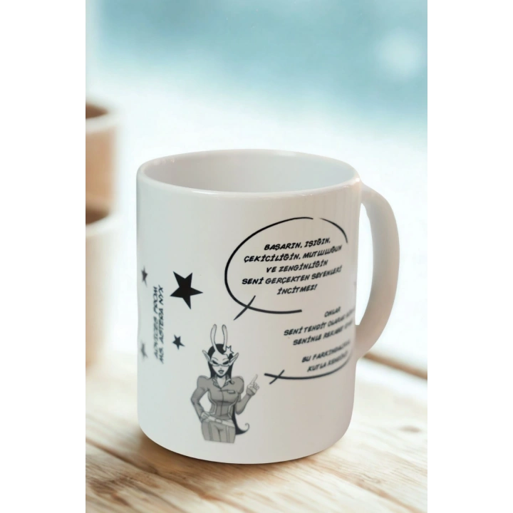 Motivasyon Mesajlı Porselen Kupa – Başarı, Işık ve Farkındalık Temalı Hediye Kupa