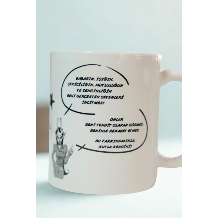 Motivasyon Mesajlı Porselen Kupa – Başarı, Işık ve Farkındalık Temalı Hediye Kupa