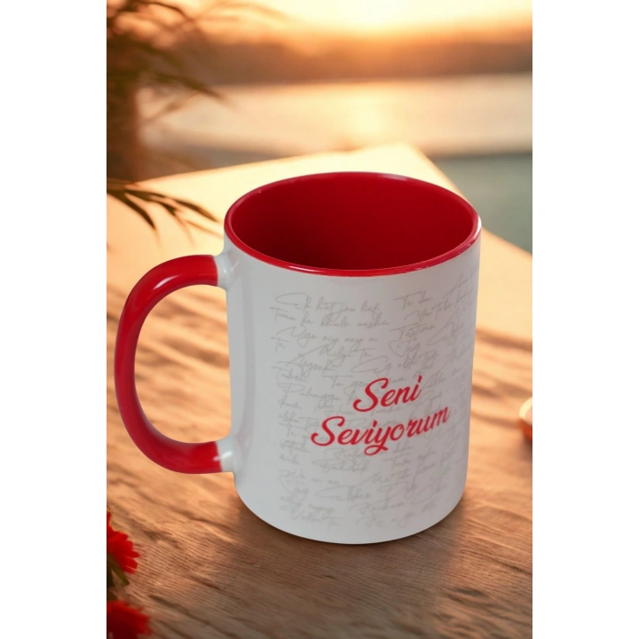 Seni Seviyorum Yazılı Porselen Kupa – Tüm Dillerde “Seni Seviyorum” Temalı Aşk Kupası