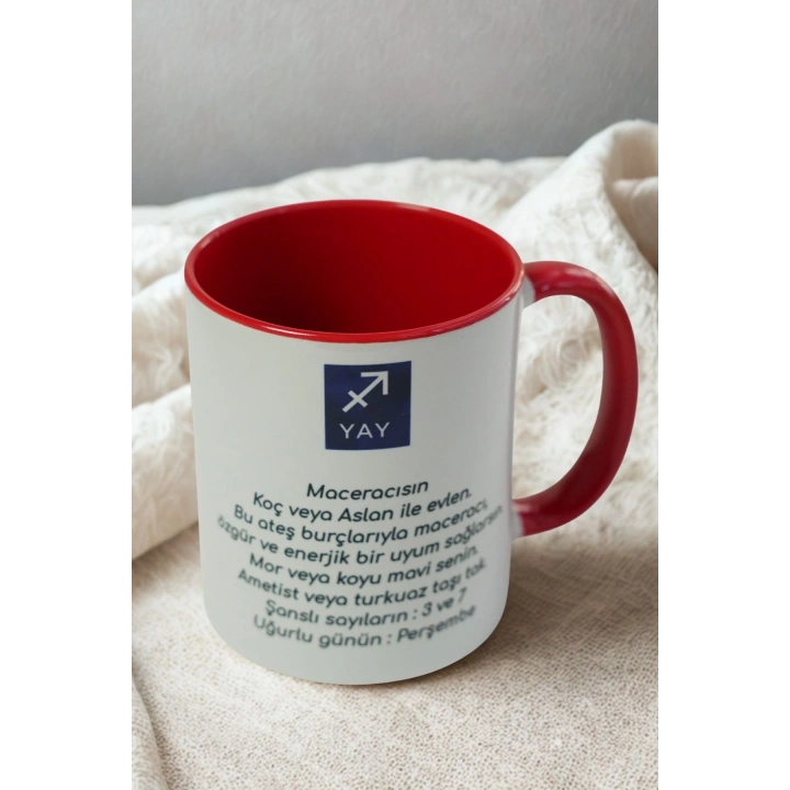 Yay Burcu Porselen Kupa – Astroloji ve Burç Temalı Kupa Bardak – Kişiye Özel Yay Burcu Hediyesi – Maceracı ve Özgür Ruhlu Kupa