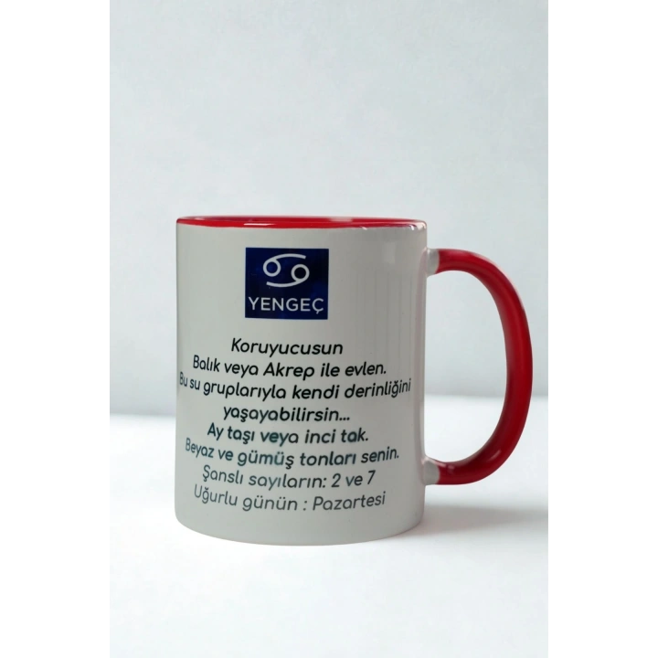 Yengeç Burcu Kupa Bardak – Burç Özellikli Porselen Kupa – Astroloji Temalı Hediye – Kişiye Özel Yengeç Kupa