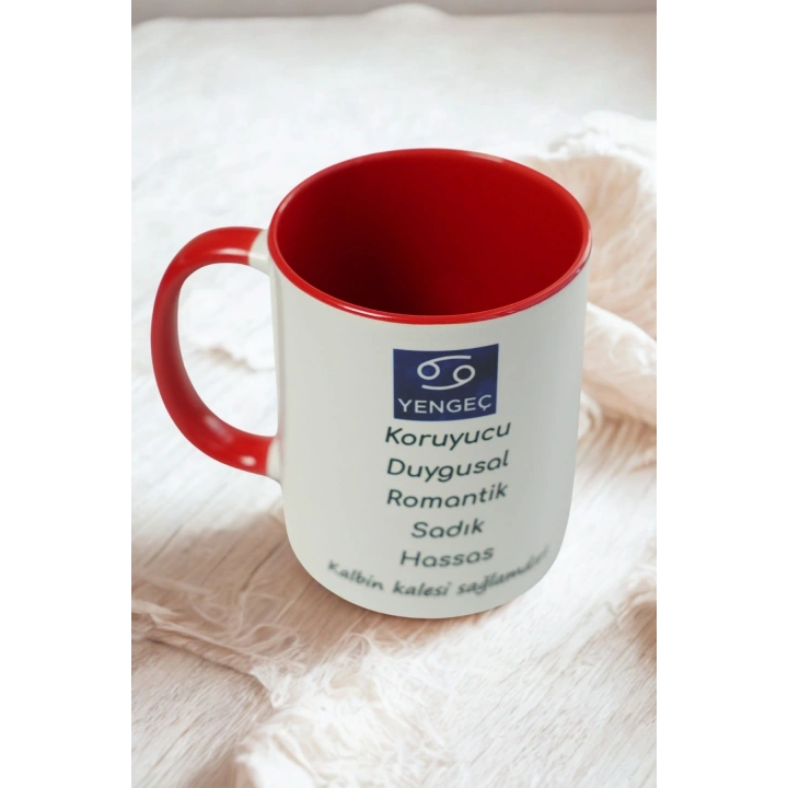 Yengeç Burcu Porselen Kupa – Astroloji ve Burç Temalı Kupa Bardak – Kişiye Özel Yengeç Burcu Hediyesi – Duygusal ve Romantik Kupa