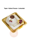 2Lİ Çift Tarafı Gold Tepsi, Kirazlı Kahve Fincanı, Lokumluk Set 8 Parça