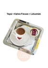 2Lİ Gümüş Tepsi, Kalpli Kahve Fincanı, Lokumluk Set 8 Parça