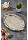 2li Oval Gümüş Model Lüx Paslanmaz Çelik Sunum Tepsisi