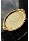 38X28 CM Çelik 1. Kalite Oval Gold Tepsi