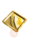 6 Adet Parlak Çift Taraflı Gold Altın Kare Paslanmaz Çelik Kahve Servis Sunum Tepsi (21X21CM)