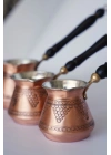 Gaziantep El Işlemesi Desenli Bakır Cezve Antik Bakır Renk Bakır 3 Lü Cezve Seti