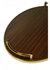 Ahşap Desenli Altın Oval Sunum Tepsisi – 2’li Set Modern Servis Tepsisi